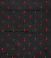 Black Handloom Tussar Silk Saree With Printed Floral Motifs-TU3136