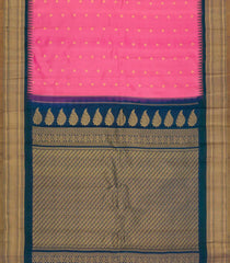 Bubblegum Pink Handloom Gadwal Silk Saree With Buttas & Contrast Border-GA0427