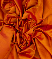 Orange Handloom Kanchipuram Silk Saree With Mustard Border-KA12866