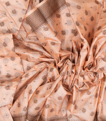 Light Peach Woven Tussar Silk Saree With Floral Motifs-TU2960