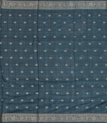 Steel Blue Printed Synthetic Dola Silk Saree With Zari Buttas & Border-SY0251