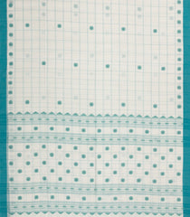 Off White Handloom Bengal Cotton Saree With Checks & Buttas-BG1572