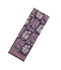 Lilac Printed Chanderi Cotton Saree With Zari Border-CC1539