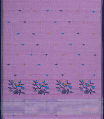 Lilac Handloom Bengal Cotton Saree With Meena Buttas-BG1577