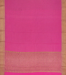 Bubble-gum Pink Mysore Crepe Silk Saree With Floral Zari Motifs