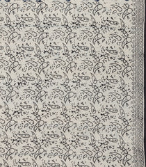 Taupe Printed Jaipur Cotton Saree With Floral Motifs-JC1638