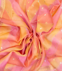 Baby Pink Handloom Banarasi Organza Silk Saree With Floral Motifs-BE1679