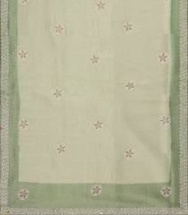 Cream Woven Synthetic Blended Tissue Saree With Embroidered Border-EN2004