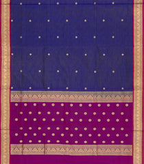 Dark Blue Handloom Soft Silk Cotton Saree With Zari Stripes-SC4309