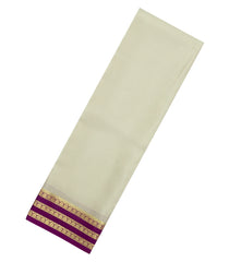 Cream Woven Mysore Silk Saree With Contrast Zari Border-MS3873