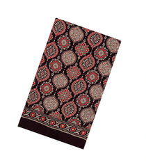 Black Printed Modal Silk Saree With Zari Pallu-PS0736