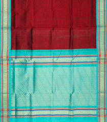 Crimson Handloom 9 Yards Korvai Silk Cotton Saree With Contrast Border-SC3789