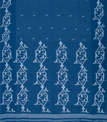 Dark Blue Handloom Tussar Silk Saree With Printed Floral Motifs-TU2876