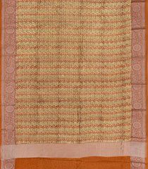 Rust Printed Chanderi Cotton Saree With Zari Border-CC1547