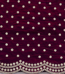 Burgundy Woven Synthetic Blended Saree With Embroidered Motifs-EN2057