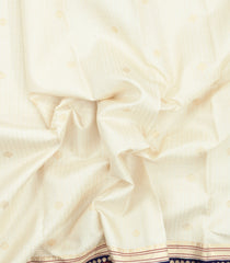 Off White Handloom Korvai Kanchipuram Silk Saree With Checks & Kanchipuram Butta Silk Sarees-KA16579
