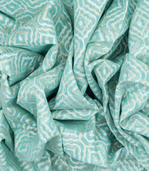 Turquoise Handwoven Banarasi Silk Cotton Saree With Floral Motifs