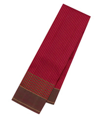Crimson Handloom Kanchipuram Silk Saree With Stripes & Contrast Border-KA15110