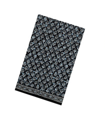 Black Printed Jaipur Cotton Saree With Floral Motifs-JC1468