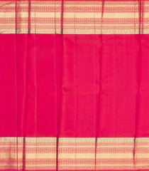 Bottle Green Handloom Korvai Kanchipuram Silk Saree With Checks & Buttas-KA13016