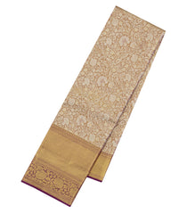 Beige Woven Tissue Silk Saree With Floral Zari Motifs-KA15555