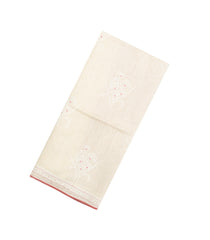 Off White Printed Tussar Silk Saree With Floral Motifs  & Contrast Pallu-TU3707