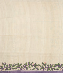 Taupe Handloom Tussar Silk Saree With Printed Lord Krishna Motifs-TU3463