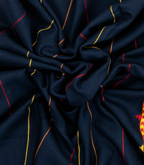 Midnight Blue Handloom Chanderi Cotton Saree With Bhujodi Pallu-CC1360