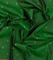 Green Handloom Kanchipuram Silk Saree With Zari Checks & Buttas-KA15737