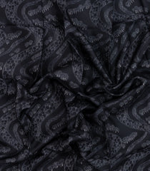 Black Printed Pure Silk Saree With Floral Motifs-PS0833
