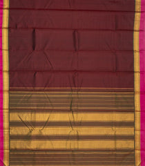 Maroon Handloom Kanchipuram Silk Saree With Pink Border