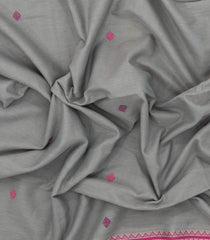 Grey Handwoven Bengal Cotton Saree With Floral Buttas-BG1511