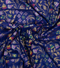 Dark Blue Handloom Uppada Silk Saree With Meena Floral Motifs-UP0351