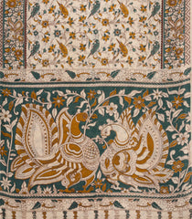 Cream Printed Kalamkari Cotton Saree -KAL1235