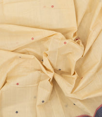 Cream Handloom Kanchi Cotton Saree With Floral Buttas-KC1555