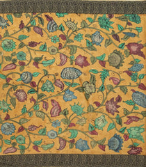 Light Blue Handloom Tussar Silk Saree With Printed Kalamkari Motifs-TU2917