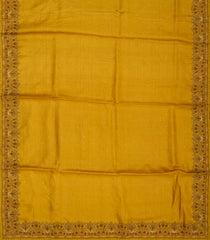 Mustard Handloom Tussar Silk Saree With Embroidered Motifs