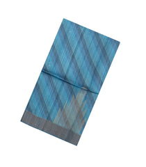 Blue Printed Tussar Silk Saree With Buttas & Printed Pallu-TU3660
