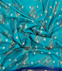 Turquoise Printed Synthetics Dola With Zari Butta & Zari Border -BL5224