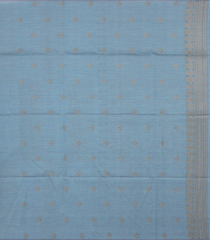 Steel Blue Woven Art Dupion Saree With Floral Vine Motifs-BL4936