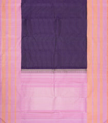 Dark Purple Handloom Korvai Kanchipuram Silk Saree With Zari Stripes-KA15935