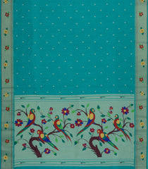 Turquoise Woven Art Dupion Saree With Buttas & Paithani Pallu-BL5067