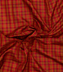 Red Handloom Korvai Kanchipuram Silk Saree With Silk Checks-KA15866