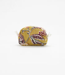 Mustard Cotton Bagru Printed Coin Pouch With Zipper-ACS1066