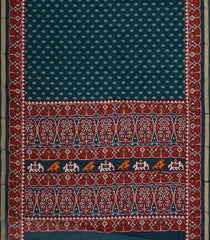 Blue Printed Blended Cotton Saree With Zari Border-BL5674