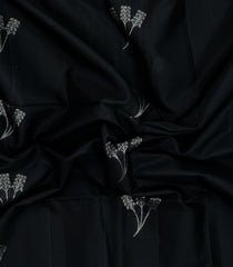 Black Handloom Soft Silk Saree With Floral Buttas-SO4699