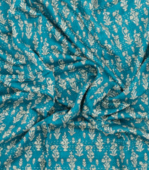 Cyan Printed Tussar Silk Saree With Floral Motifs-TU3610