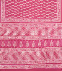Pink Printed Jaipur Cotton Saree With Floral Motifs-JC1798