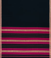 Black Handloom Maheswari Silk Cotton Saree With Zari Border-SC4156