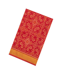 Red Handloom Rajkot Patola Silk Saree With Ikat Floral Motifs-IK0477
